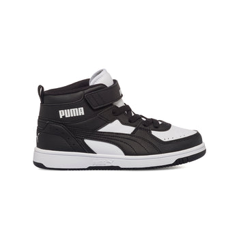 Sneakers alte nere e bianche da bambino con logo laterale Puma Rebound Joy AC PS, Brand, SKU s342500103, Immagine 0